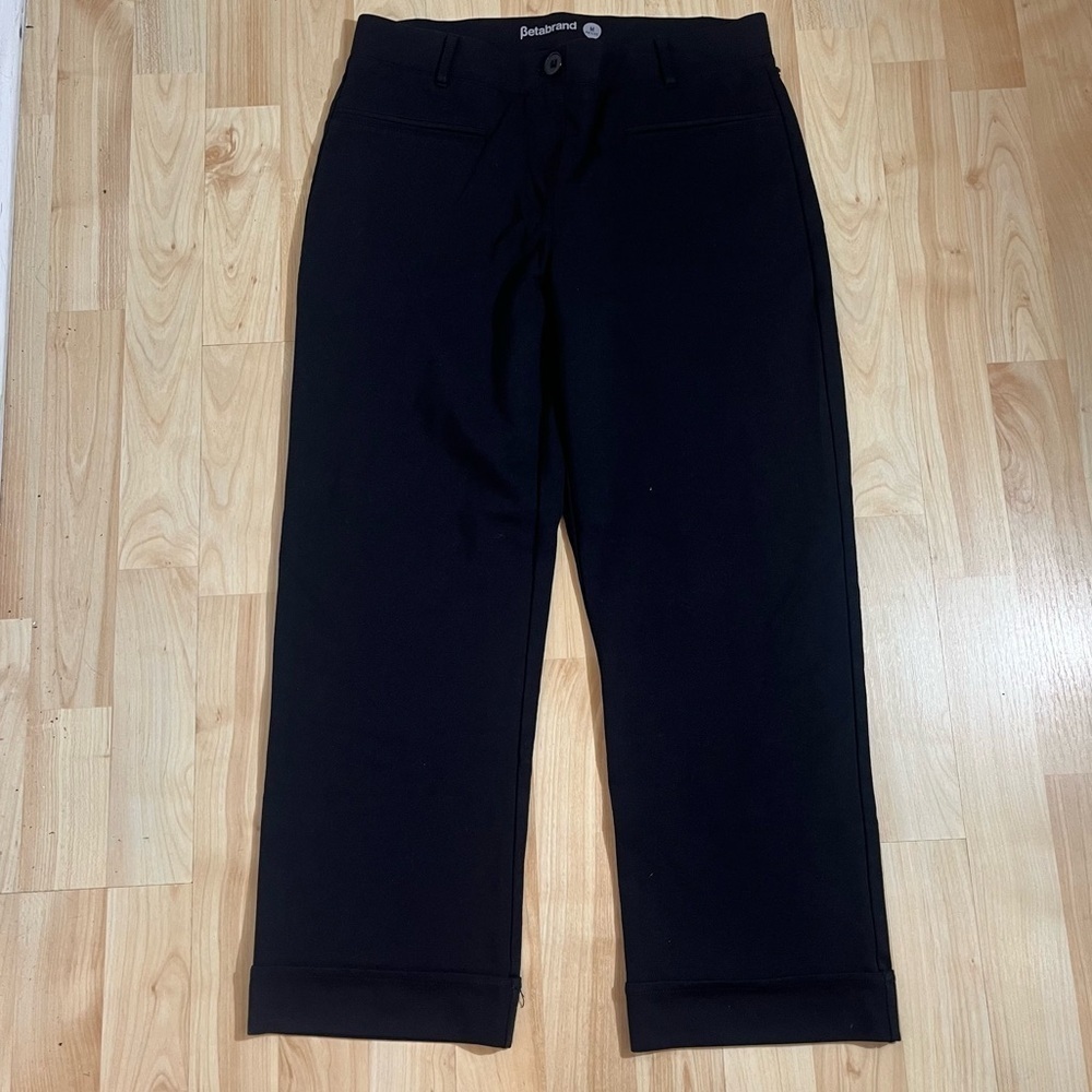 Betabrand Womens Black Cuffed Capri Pants Size MP